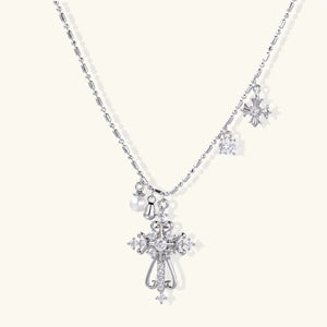 Divine Grace White Gold Cross Layered Necklace Jewellar