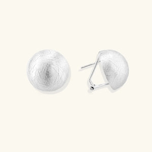 Lunara Dome Clips – 925 Sterling Silver Brushed Earrings Jewellar
