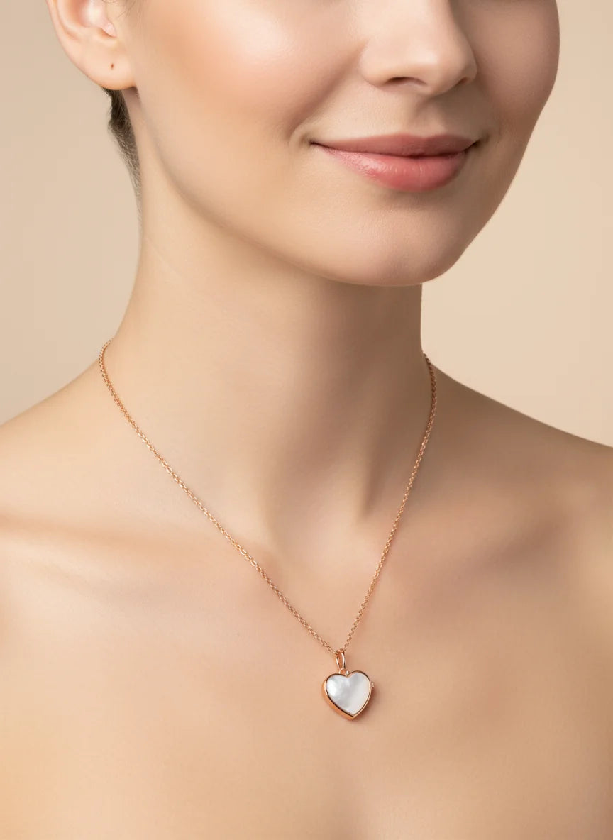 Amora S925 sterling silver heart pendant necklace with cubic zirconia on an adjustable 21–50 cm chain.