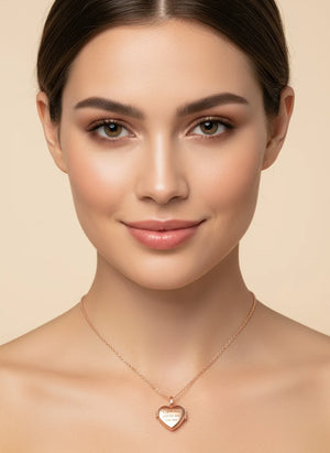 Amora S925 sterling silver heart pendant necklace with cubic zirconia on an adjustable 21–50 cm chain.