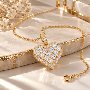 Amorette Mosaic Heart Zirconia Necklace - 18K Gold-Plated 925 Sterling Silver Jewellar