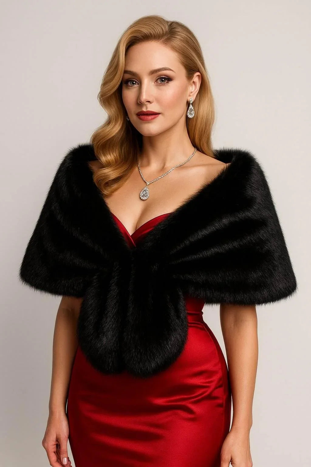 Arctic Grace – Faux Fur Winter Shawl Cape - Jewellar