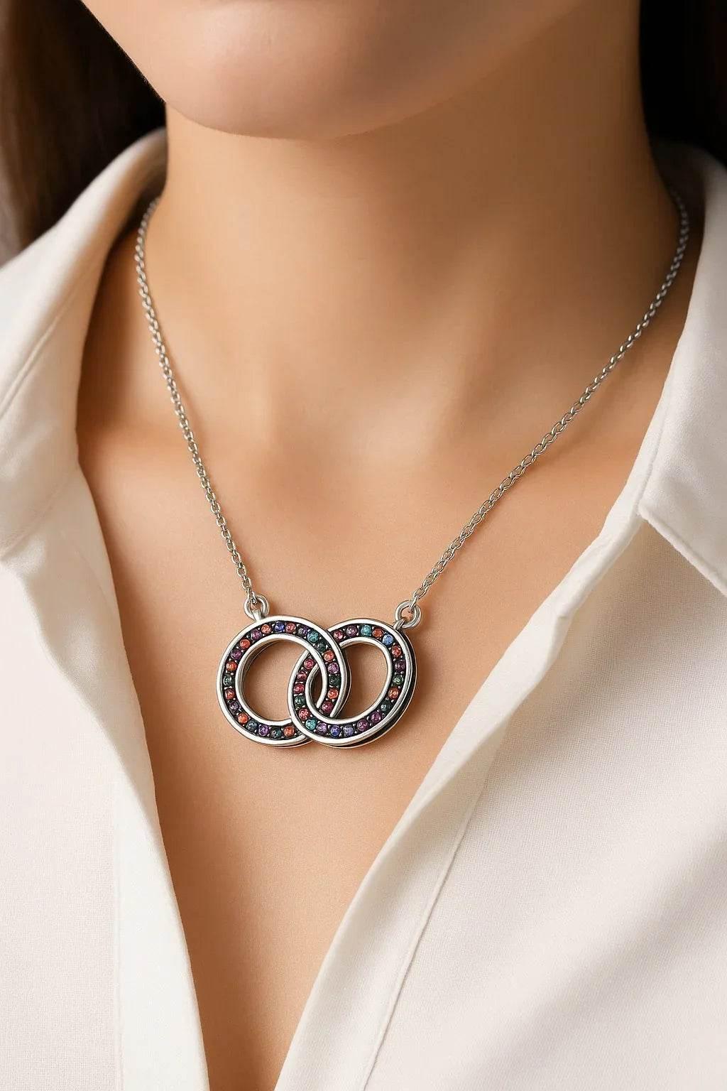 Aura Loop – 925 Silver Double Circle Necklace - Jewellar