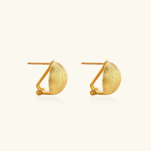Pair of gold earrings on a white background