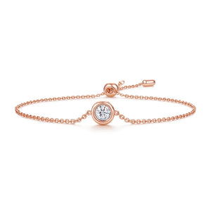 Aurelia S925 sterling silver moissanite tennis bracelet in Silver/Rose Gold with adjustable fit and lobster clasp.