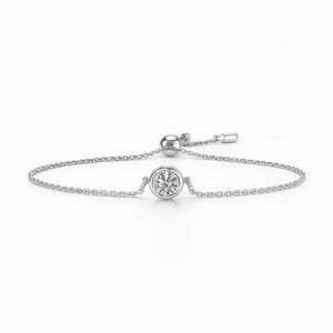 Aurelia S925 sterling silver moissanite tennis bracelet in Silver/Rose Gold with adjustable fit and lobster clasp.