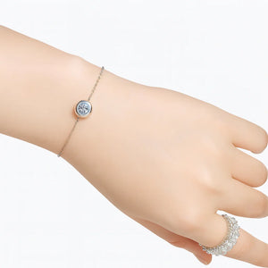 Aurelia S925 sterling silver moissanite tennis bracelet in Silver/Rose Gold with adjustable fit and lobster clasp.