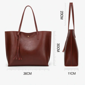 Large-capacity PU leather tote bag with magnetic closure – Aureline Tote by Jewellar