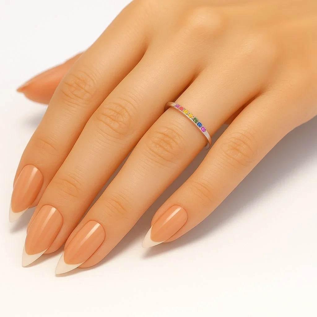 Aurora Glow – 925 Sterling Silver Rainbow Stone Ring - Jewellar