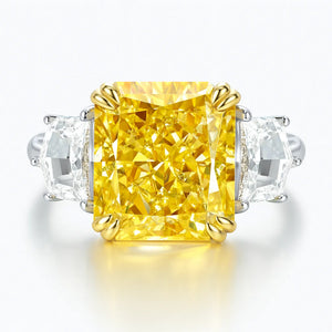 Aurora IceCut high carbon diamond ring with geometric ice cut design in purple and yellow – elegant fashion jewelry by Jewellar