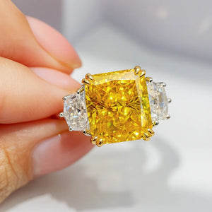 Aurora IceCut high carbon diamond ring with geometric ice cut design in purple and yellow – elegant fashion jewelry by Jewellar