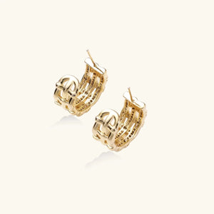 Aurora Lattice Gold Hoops – 14K Plated Statement Earring Jewellar