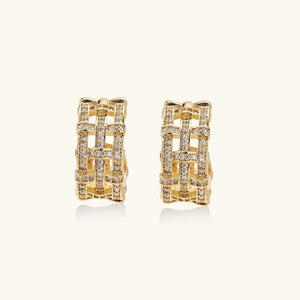 Aurora Lattice Gold Hoops – 14K Plated Statement Earring Jewellar