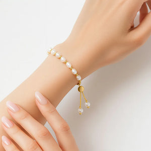 Aurora Pearl Bracelet – S925 sterling silver with natural freshwater pearls in 14K gold or white gold finish