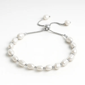 Aurora Pearl Bracelet – S925 sterling silver with natural freshwater pearls in 14K gold or white gold finish
