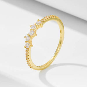 Aurora Shine Ring – S925 sterling silver with micro inlaid zircon stones in white or yellow gold finish