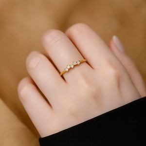 Aurora Shine Ring – S925 sterling silver with micro inlaid zircon stones in white or yellow gold finish