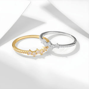 Aurora Shine Ring – S925 sterling silver with micro inlaid zircon stones in white or yellow gold finish