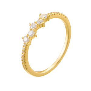 Aurora Shine Ring – S925 sterling silver with micro inlaid zircon stones in white or yellow gold finish