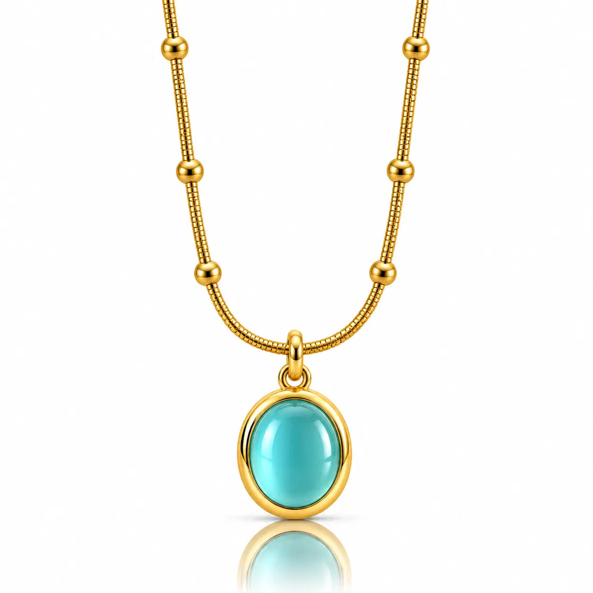 Azure Oval Zircon Satellite Necklace - 18K Gold PVD Plated