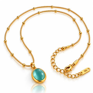 Azure Oval Zircon Satellite Necklace - 18K Gold PVD Plated