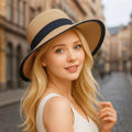 Bella Bow – Foldable Straw Sun Hat with Wide Brim - Jewellar