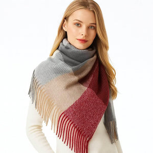 Brixton Plaid – Thickened Imitation Cashmere Scarf with Tassels - Jewellar