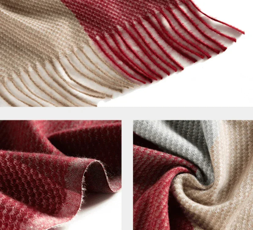 Brixton Plaid – Thickened Imitation Cashmere Scarf with Tassels - Jewellar