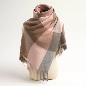 Brixton Plaid – Thickened Imitation Cashmere Scarf with Tassels - Jewellar