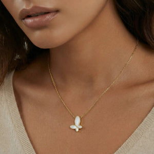 Butterfly Pearl Gold Necklace – 18K Mother of Pearl Jewellar