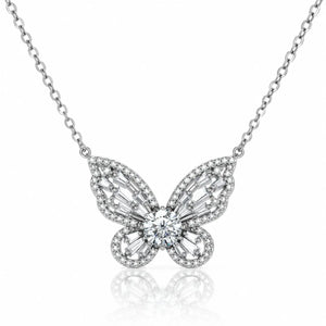 Butterfly Wings Moissanite Pendant Necklace - 925 Sterling Silver