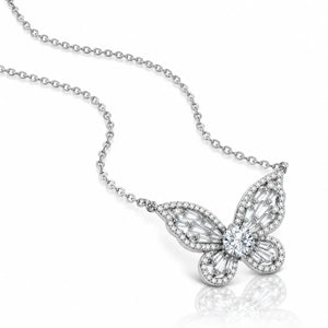 Butterfly Wings Moissanite Pendant Necklace - 925 Sterling Silver