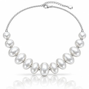 Cascade Graduated Bubble Bib Necklace in Sterling Silver