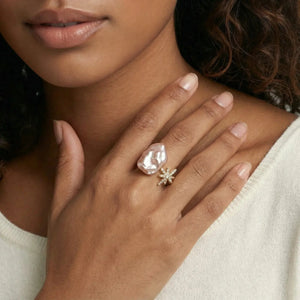 Celeste Pearl Gold Ring Jewellar
