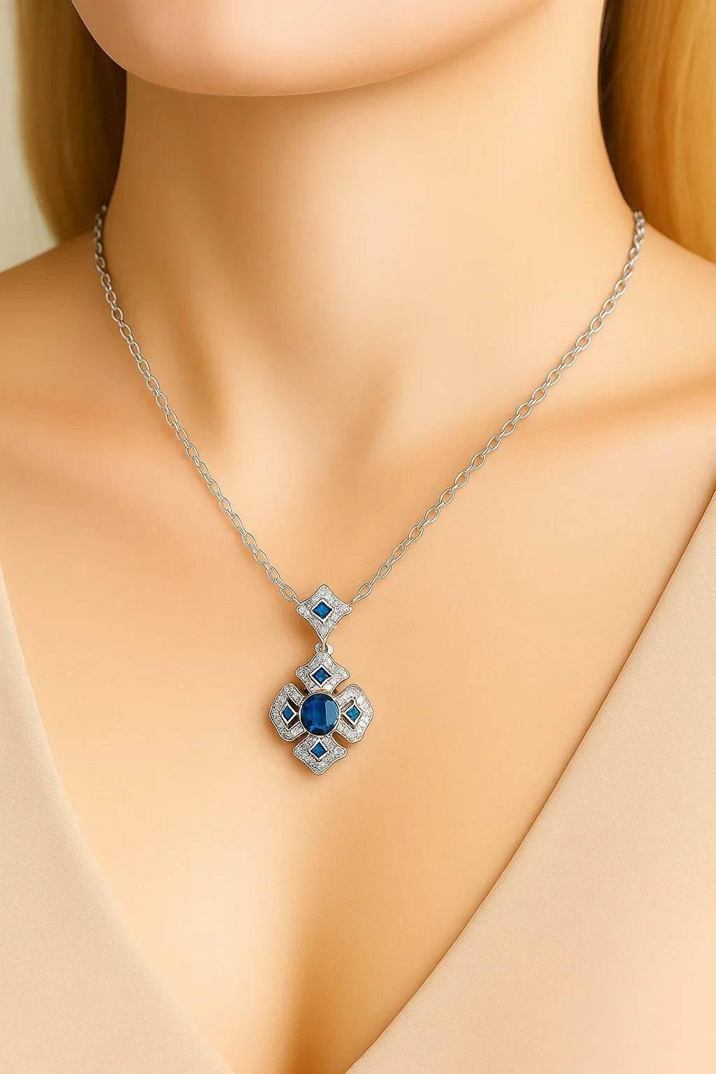 Celestia Charm – 925 Silver Sapphire Pendant Necklace - Jewellar