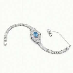Celestia Sterling Silver Topaz Charm Bracelet with diamond-shaped design in 925 silver and topaz crystal inlay