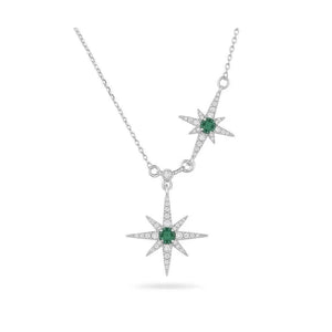 Celestine Star – 925 Silver Emerald Charm Necklace - Jewellar