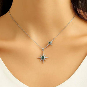 Celestine Star – 925 Silver Emerald Charm Necklace - Jewellar