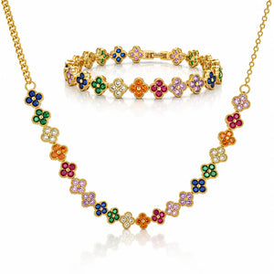 Bonne Chance Rainbow Clover Zirconia Set - 14K Gold Jewellar