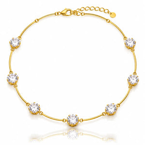 Floating Zircon Station Necklace - 18K Gold Plated Jewellar