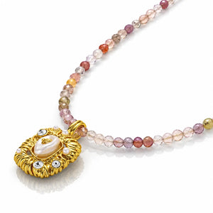 Prisma Multicolour Gemstone Beaded Pendant Necklace in 18K Gold Plating Jewellar