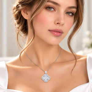 Clarisse Baguette Moissanite Clover Necklace - 925 Sterling Silver