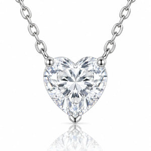 Coralie Heart Cut Moissanite Solitaire Necklace - 925 Sterling Silver