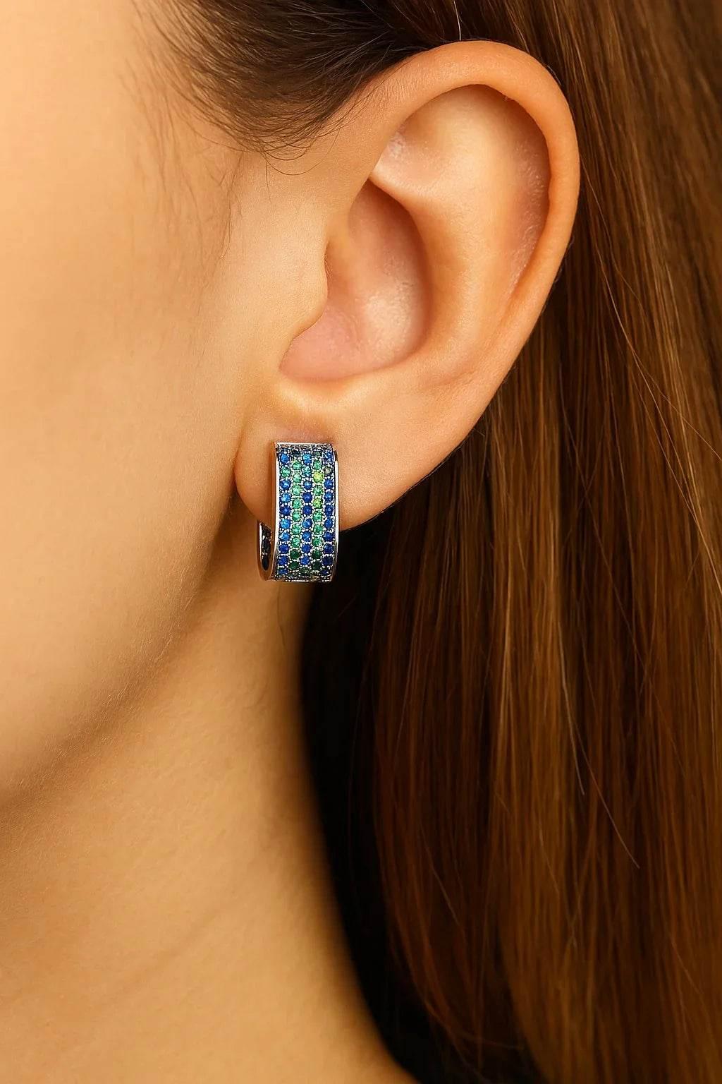 Cubic Gleam – 925 Silver Micro-Pavé Square Earrings - Jewellar