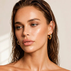 Arc Hoop Earrings - 14K Gold Plated Jewellar