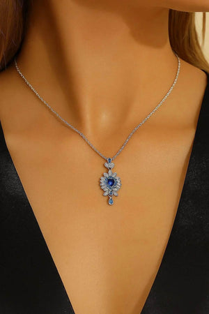 Elara Bloom – 925 Silver Sapphire Flower Necklace - Jewellar