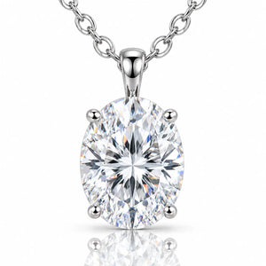 Elara Oval Moissanite Solitaire Necklace - 925 Sterling Silver