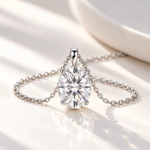 Elara Oval Moissanite Solitaire Necklace - 925 Sterling Silver
