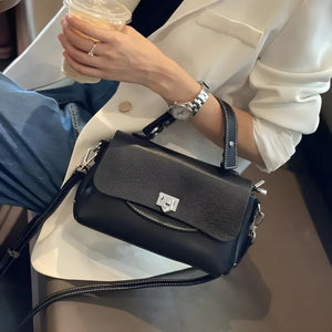 Elegance Carry Messenger Bag – Genuine cowhide leather large-capacity shoulder bag in wine red, white, caramel, and black