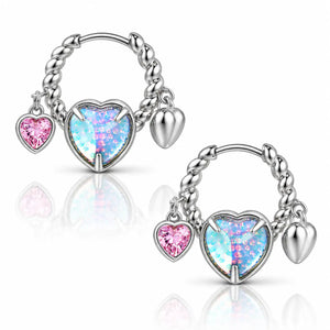 Etincelle Heart Hoop Earrings - White Gold Plated